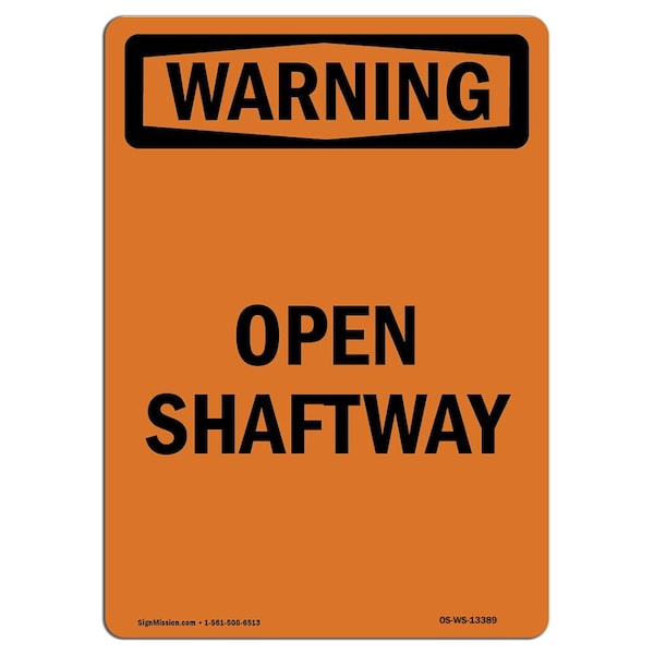 OSHA WARNING Sign, Open Shaftway, 5in X 3.5in Decal, 10PK, 3.5" W, 5" H, Portrait, PK10